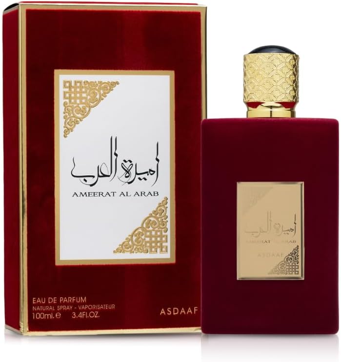 Perfume Asdaaf Ameerat Al Arab Vermelho 100ml Original Importado - Fragrância Feminina Premium Árabe Eau de Parfum
