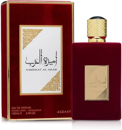 Perfume Asdaaf Ameerat Al Arab Vermelho 100ml Original Importado - Fragrância Feminina Premium Árabe Eau de Parfum
