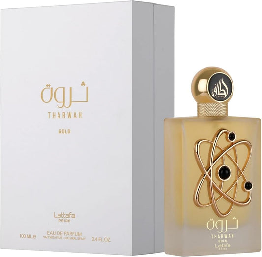 Perfume Lattafa Tharwa Gold 100ml Original Importado - Fragrância Unissex Premium Árabe Eau de Parfum