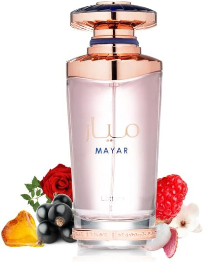 Perfume Lattafa Mayar Rose 100ml Original Importado - Fragrância Feminina Premium Árabe Eau de Parfum