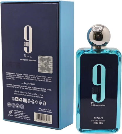 Perfume Afnan 9am Dive 100ml Original Importado - Fragrância Masculina Premium Árabe Eau de Parfum