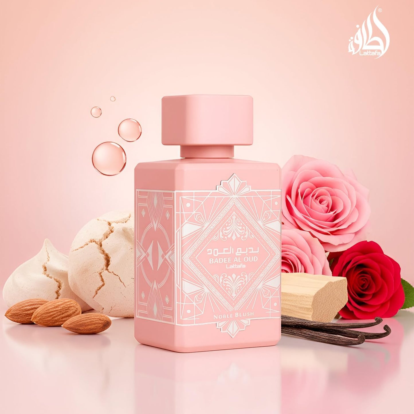 Perfume Lattafa Badee Al Oud Noble Blush 100ml Original Importado - Fragrância Feminina Premium Árabe Eau de Parfum