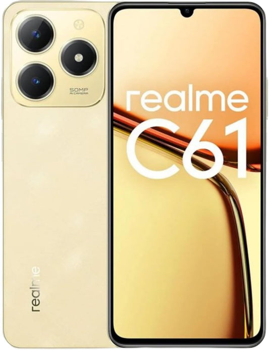 Smartphone Realme C61 256GB 8GB RAM Câmera 50MP Bateria 5000mAh Tela 6,74'' - Dourado
