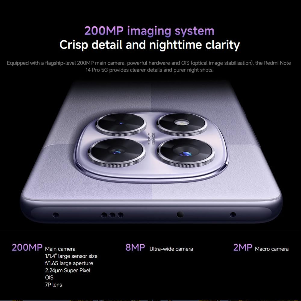 Smartphone Xiaomi Redmi Note 14 Pro 5G Midnight Black 12GB RAM 256GB ROM NFC