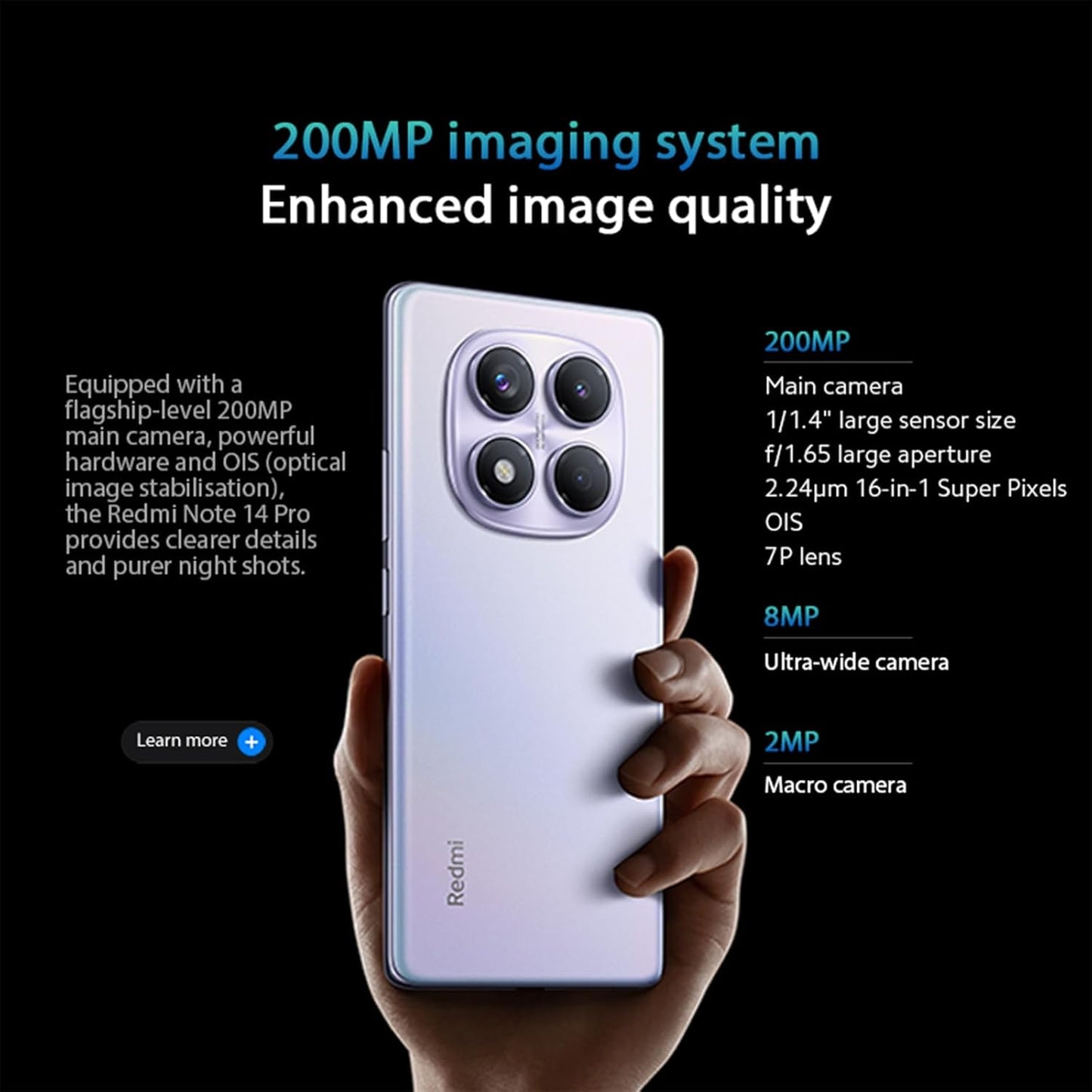 Smartphone Xiaomi Redmi Note 14 Pro 5G Midnight Black 12GB RAM 256GB ROM NFC