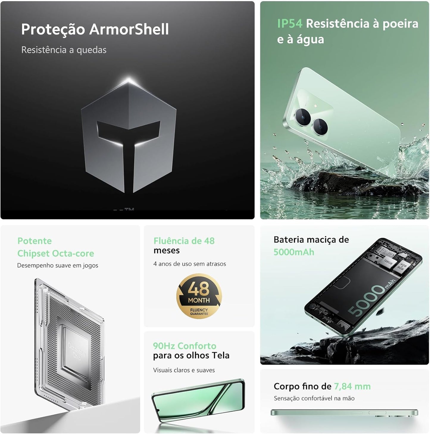 Realme Note 60X - 64GB - 3 GB RAM - Câmera 8MP - Bateria de 5000mAh - Wilderness Green (Verde)