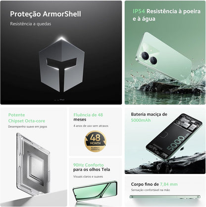 Realme Note 60X - 64GB - 3 GB RAM - Câmera 8MP - Bateria de 5000mAh - Wilderness Green (Verde)