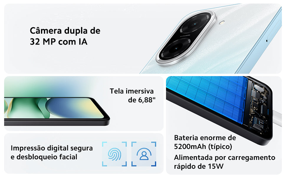 Smartphone Xiaomi Redmi A5 128GB 4GB RAM Dual SIM Tela 6.88'' - Preto Midnight Black