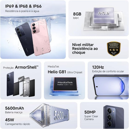 Smartphone Realme C75x 256GB 8GB RAM NFC IP69 - Azul